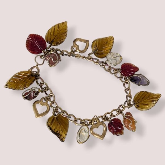 Vintage Pressed Glass & Wrapped Stone Bracelet - Picture 4 of 5